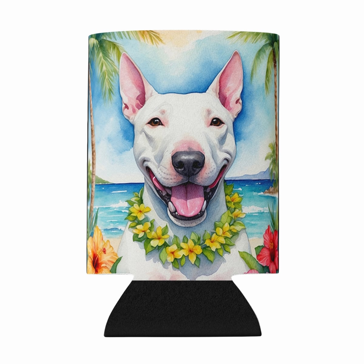 DAC6394CC 5 x 3 in. Bull Terrier Luau Can or Bottle Hugger