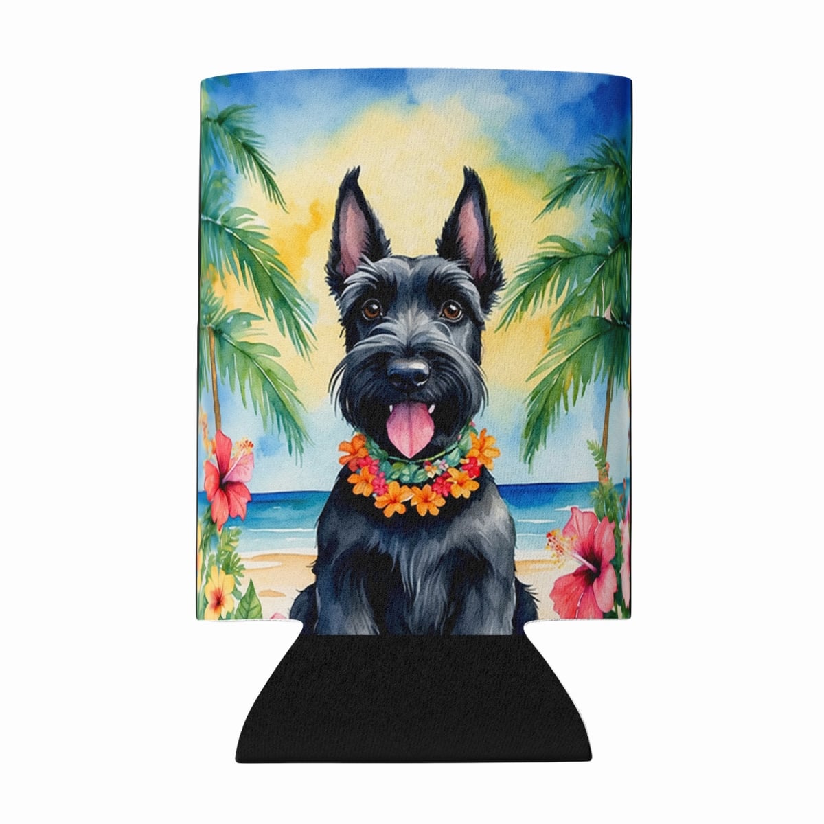 DAC6516CC 5 x 3 in. Scottish Terrier Luau Can or Bottle Hugger