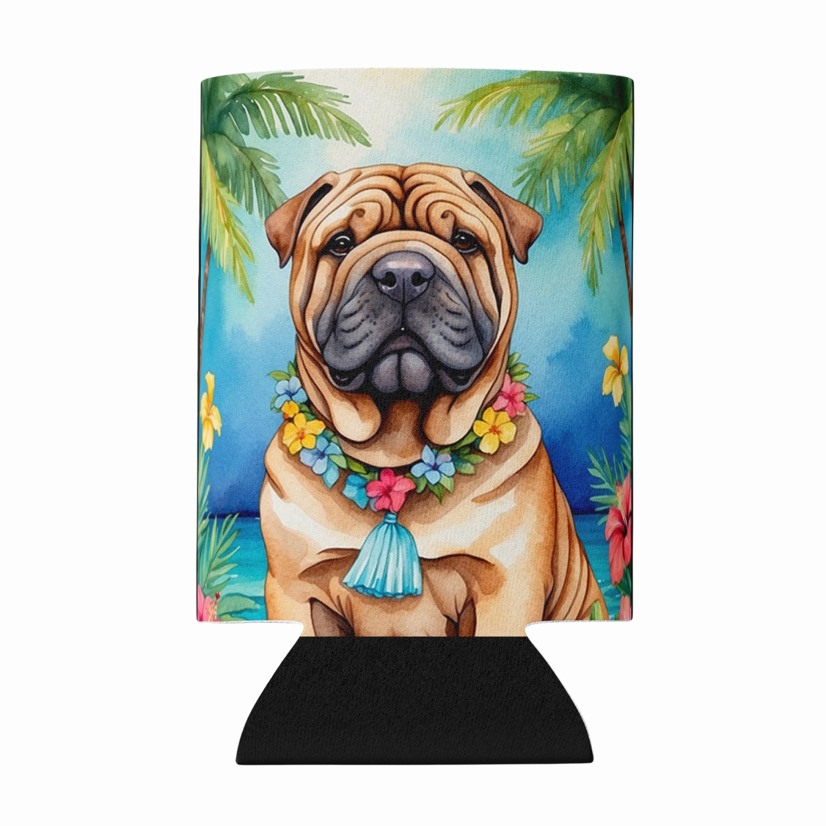 DAC6518CC 5 x 3 in. Shar Pei Luau Can or Bottle Hugger