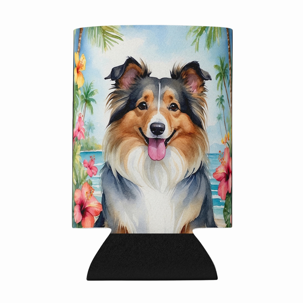 DAC6519CC 5 x 3 in. Sheltie Luau Can or Bottle Hugger