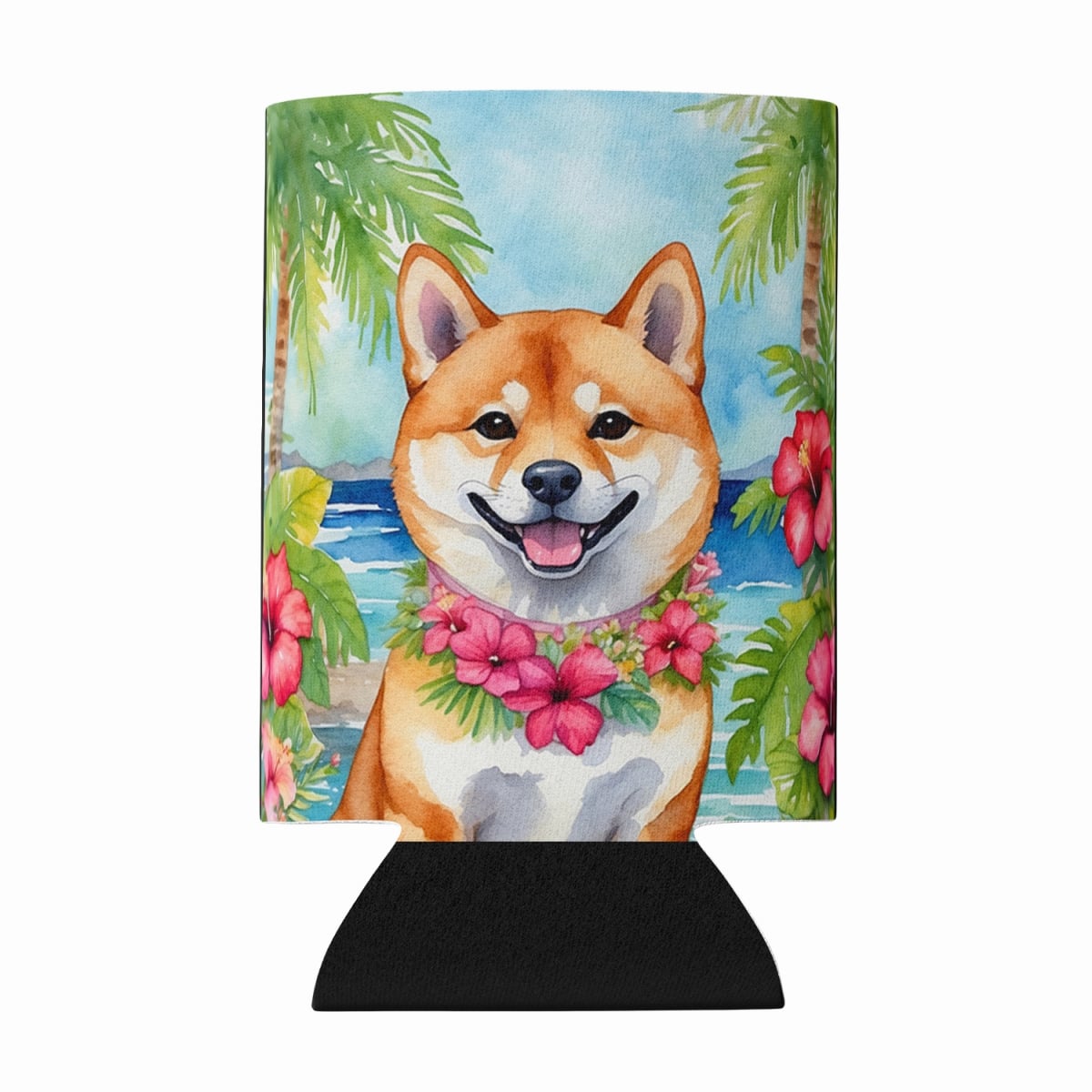 DAC6520CC 5 x 3 in. Shiba Inu Luau Can or Bottle Hugger
