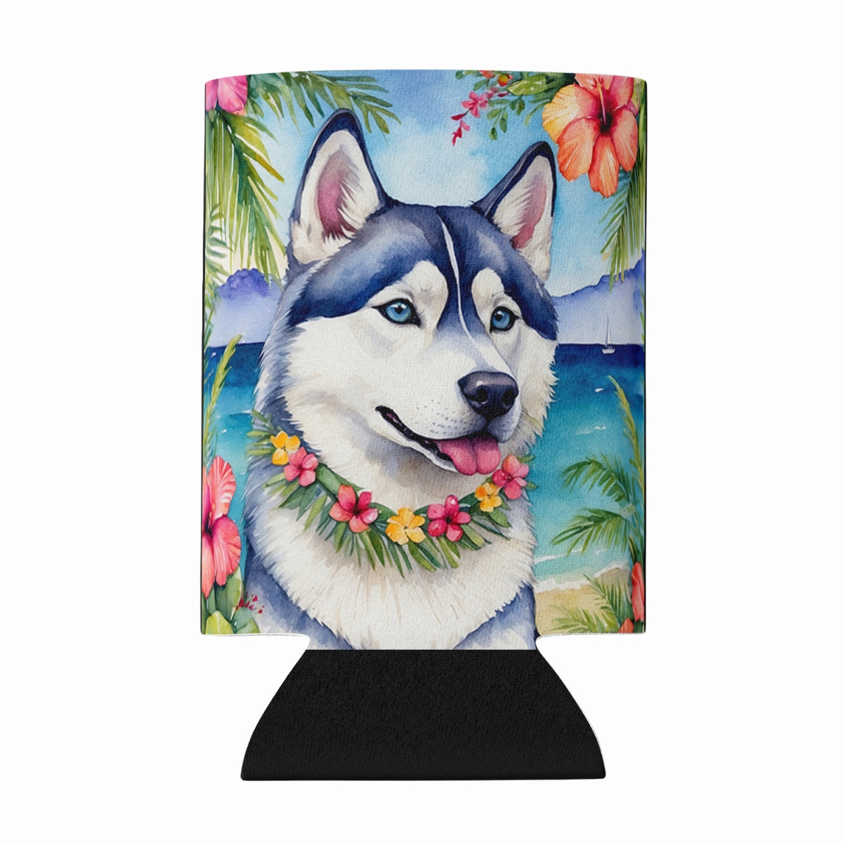 DAC6522CC 5 x 3 in. Siberian Husky Luau Can or Bottle Hugger