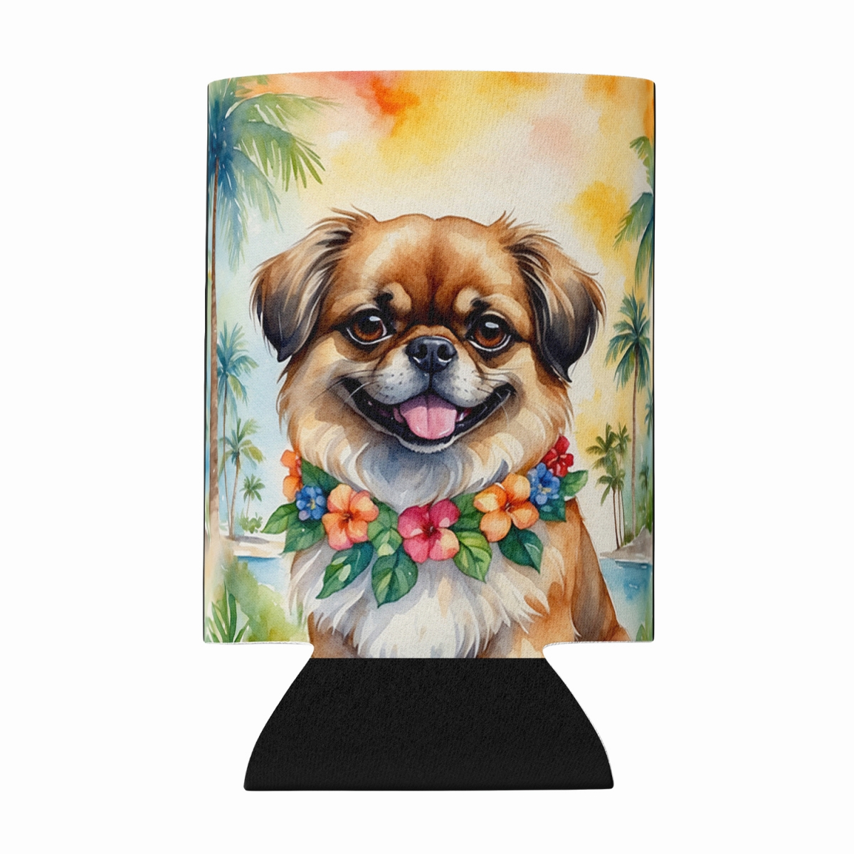 DAC6528CC 5 x 3 in. Tibetan Spaniel Luau Can or Bottle Hugger