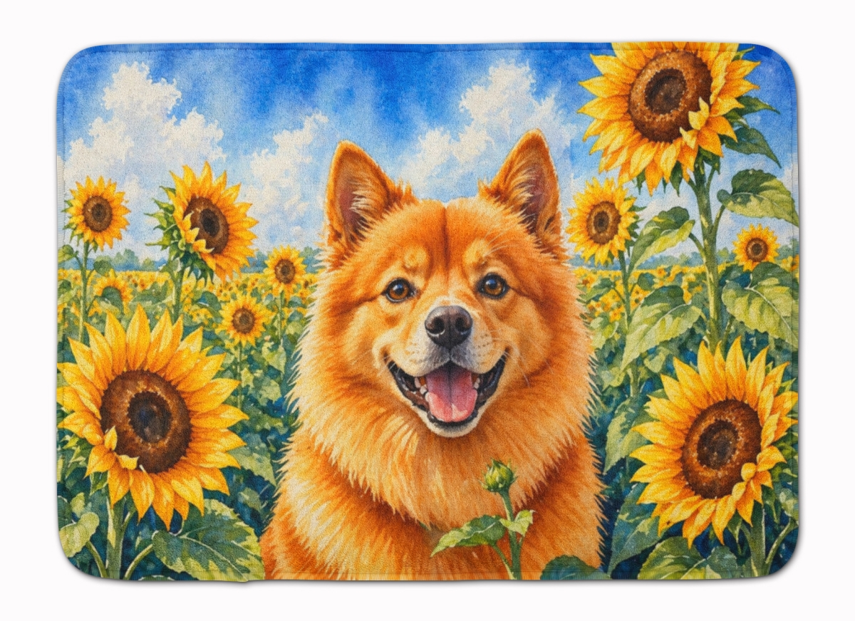 DAC6077RUG 19 x 27 in. Finnish Spitz in Sunflowers Memory Foam Kitchen Mat