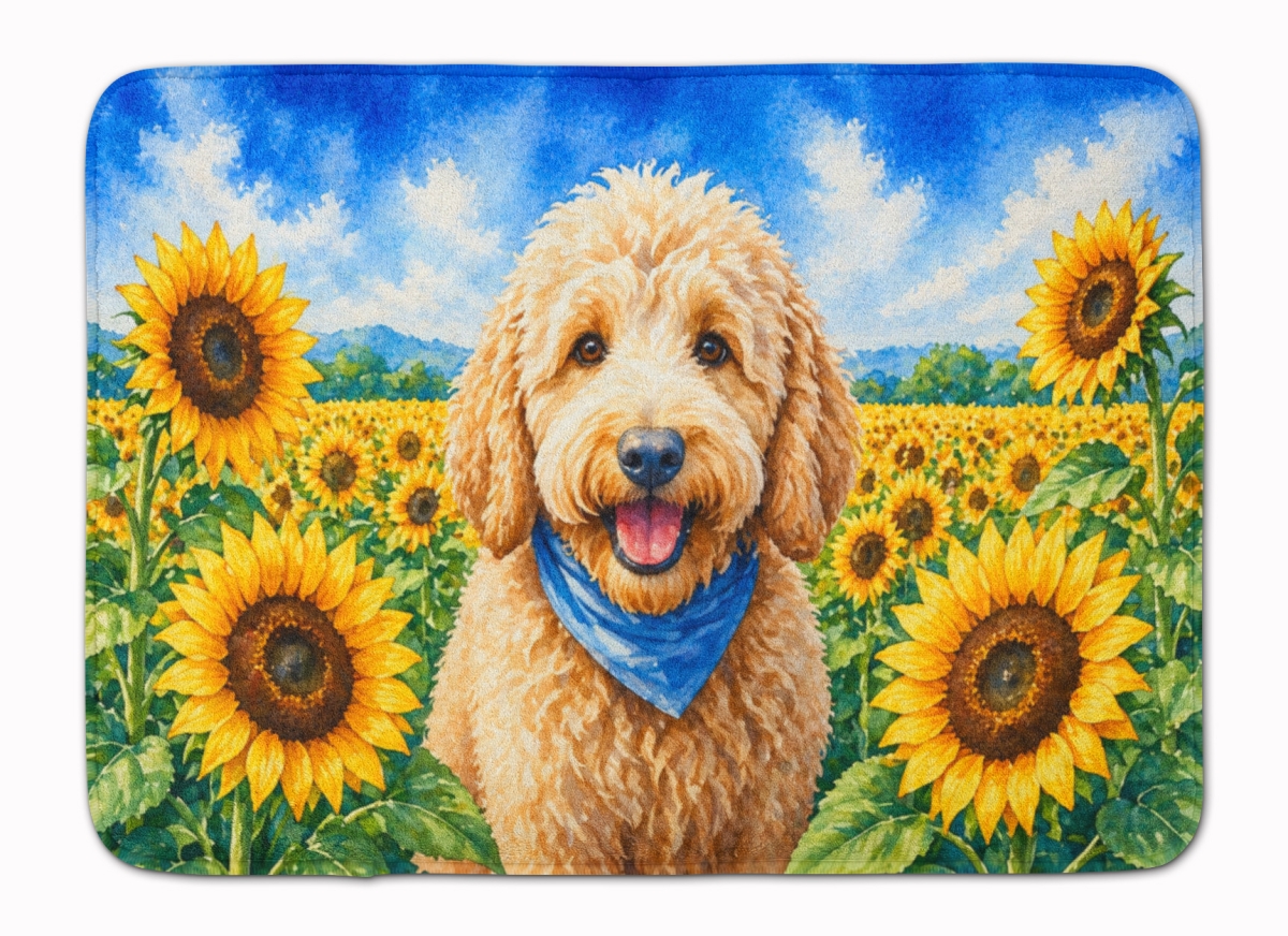 DAC6089RUG 19 x 27 in. Goldendoodle in Sunflowers Memory Foam Kitchen Mat