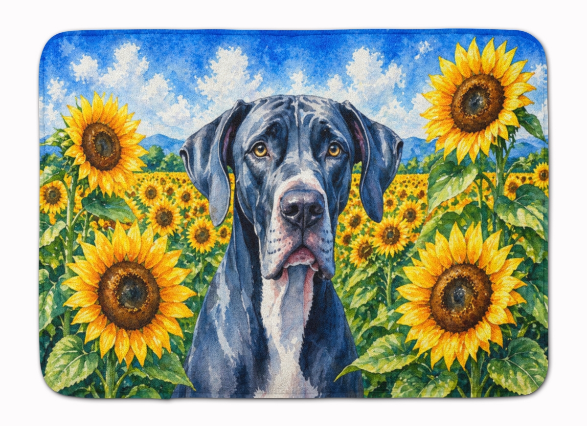 DAC6091RUG 19 x 27 in. Great Dane in Sunflowers Memory Foam Kitchen Mat