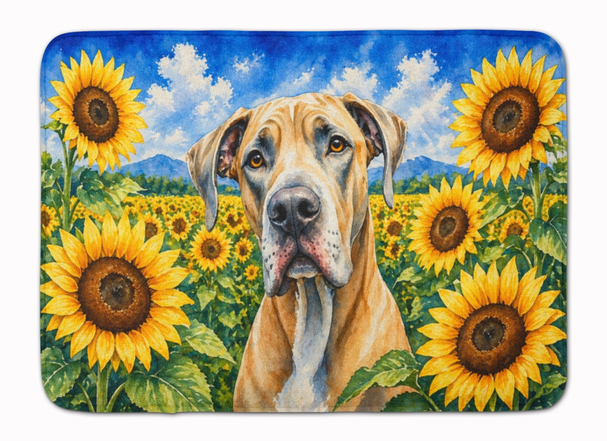 DAC6092RUG 19 x 27 in. Great Dane in Sunflowers Memory Foam Kitchen Mat