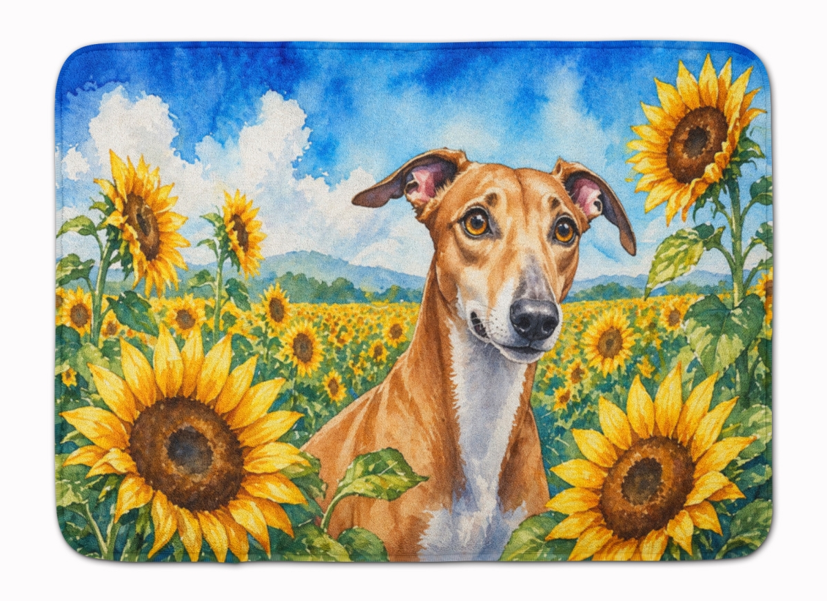DAC6095RUG 19 x 27 in. Greyhound in Sunflowers Memory Foam Kitchen Mat