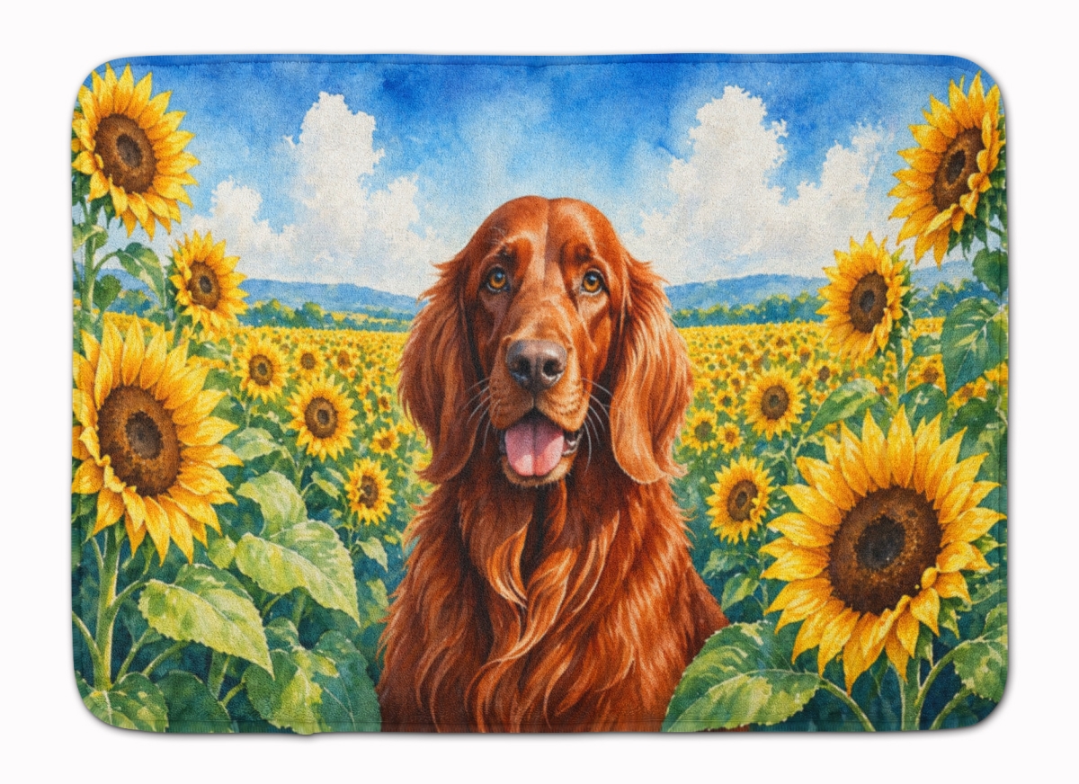 DAC6098RUG 19 x 27 in. Irish Setter in Sunflowers Memory Foam Kitchen Mat