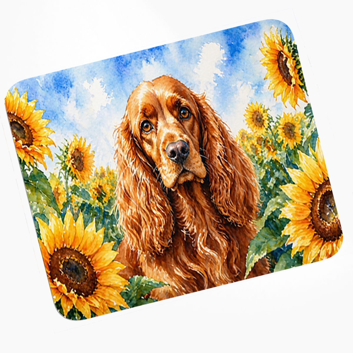 DAC6059MP 8 x 9.5 in. Cocker Spaniel in Sunflowers Mouse Pad, Heat Resistant Trivet Hot Pad