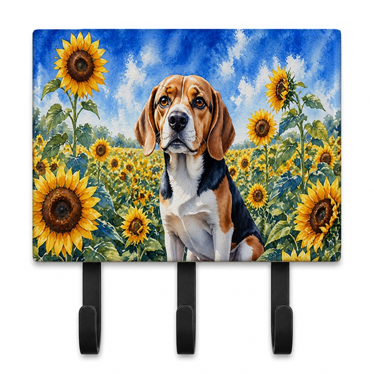 DAC6019TH68 9 x 6 in. Beagle in Sunflowers Leash or Key Holder