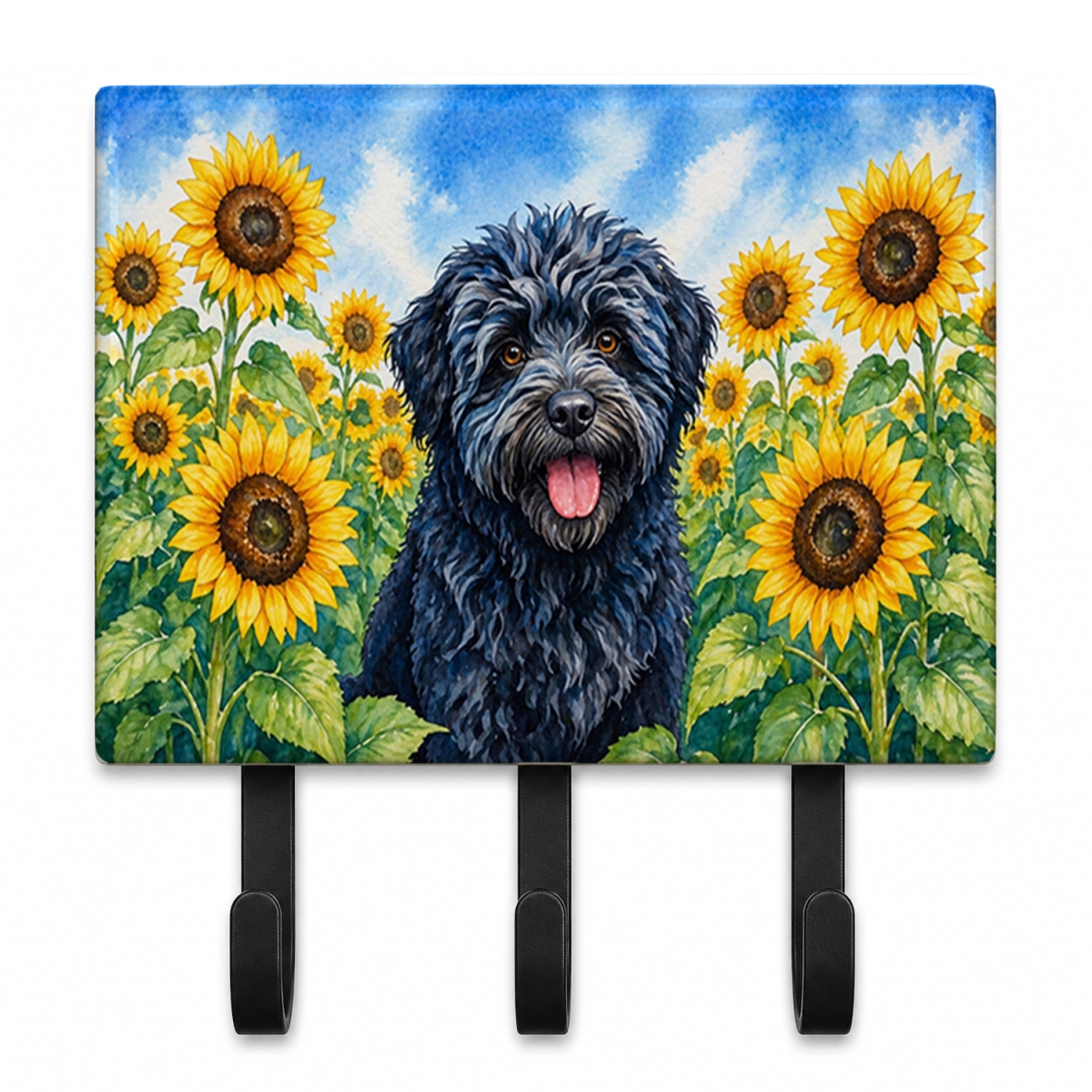 DAC6146TH68 9 x 6 in. Puli in Sunflowers Leash or Key Holder