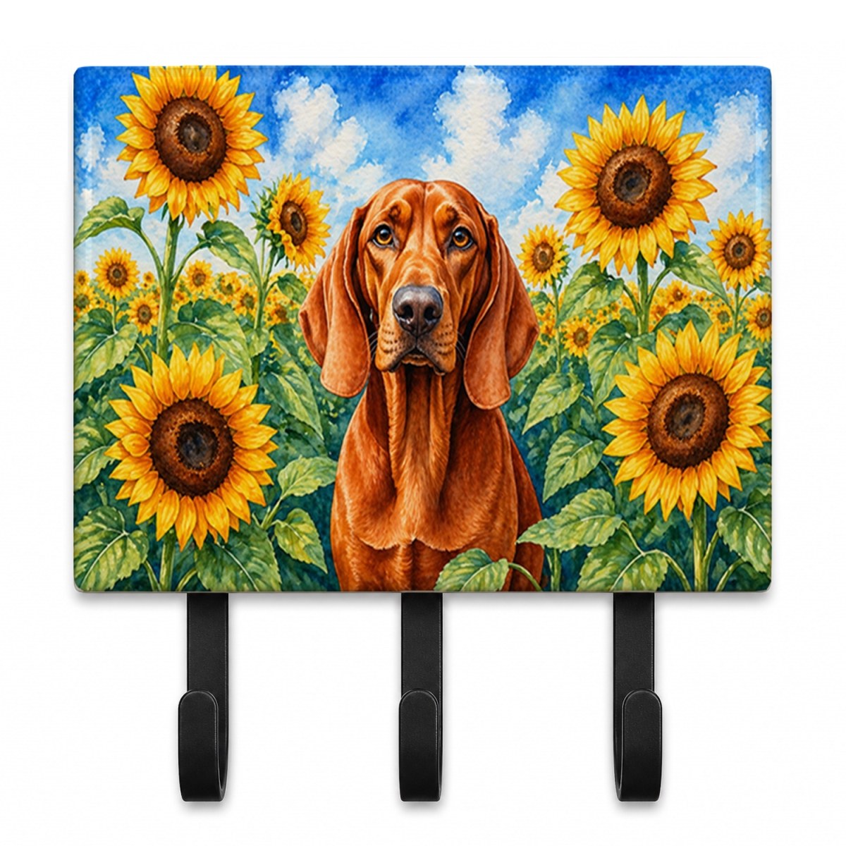 DAC6148TH68 9 x 6 in. Redbone Coonhound in Sunflowers Leash or Key Holder