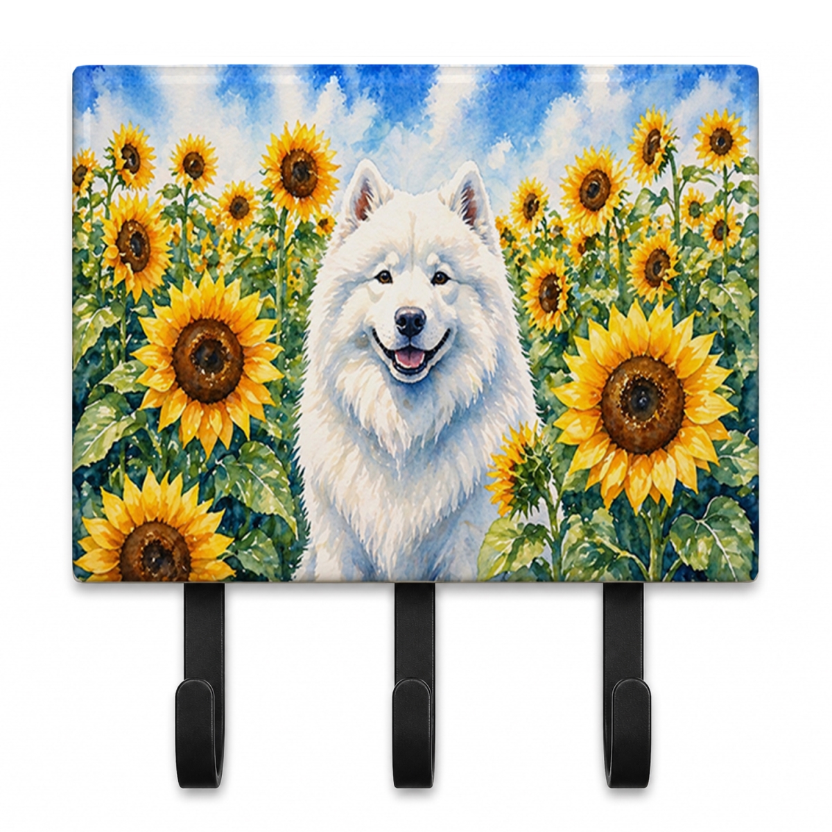 DAC6154TH68 9 x 6 in. Samoyed in Sunflowers Leash or Key Holder