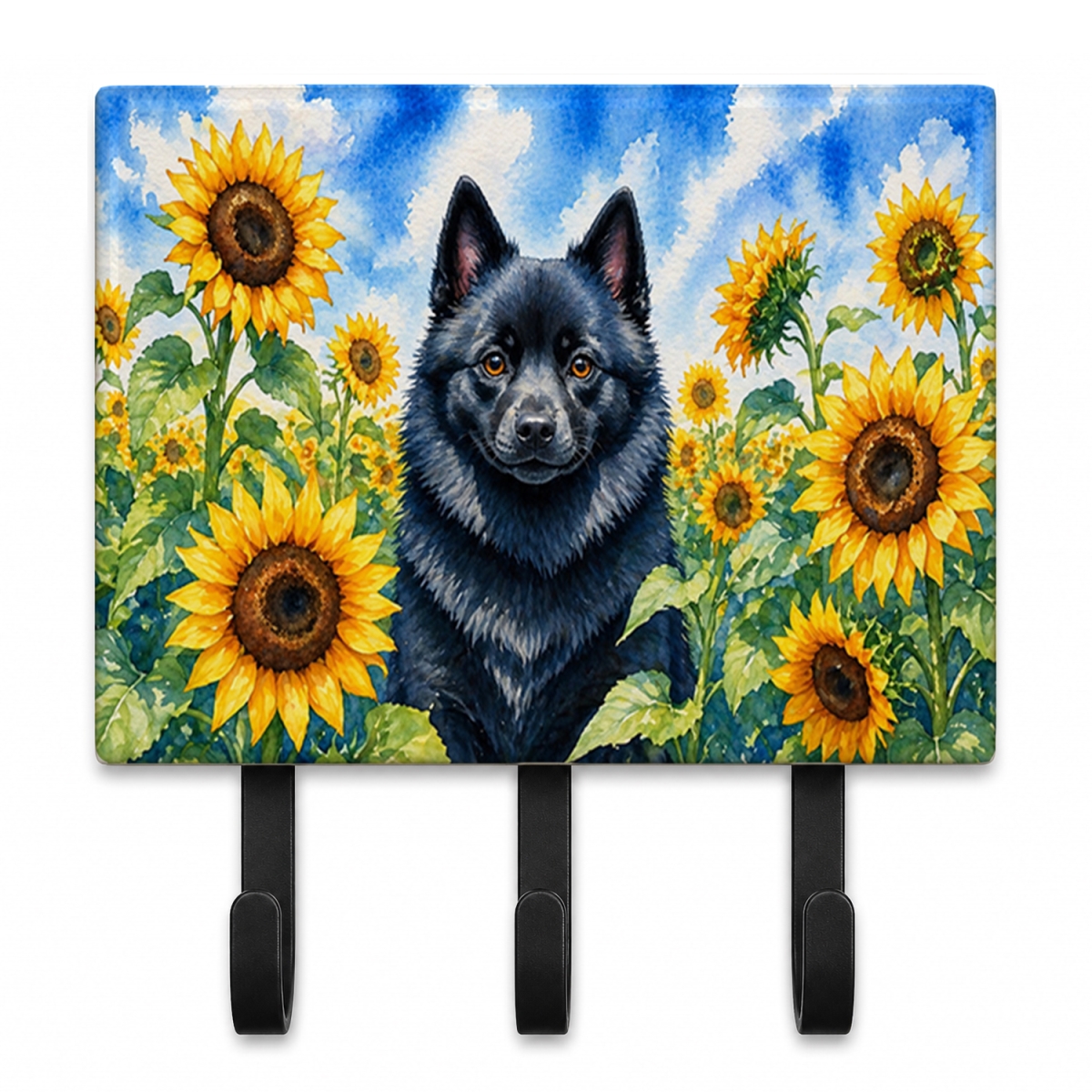DAC6155TH68 9 x 6 in. Schipperke in Sunflowers Leash or Key Holder