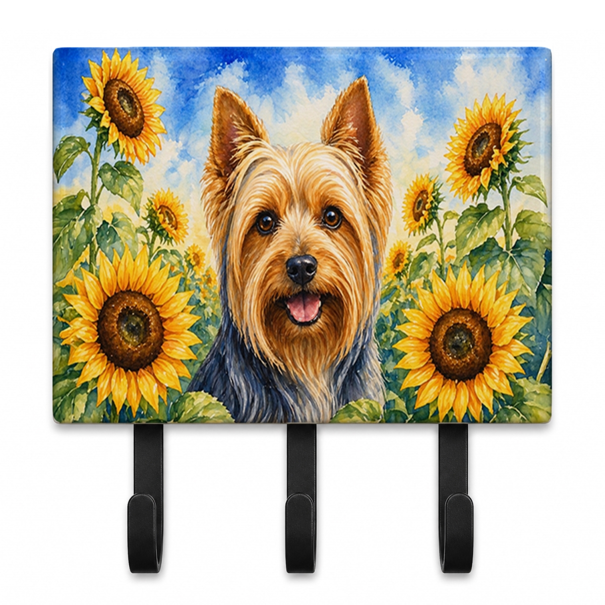 DAC6165TH68 9 x 6 in. Silky Terrier in Sunflowers Leash or Key Holder