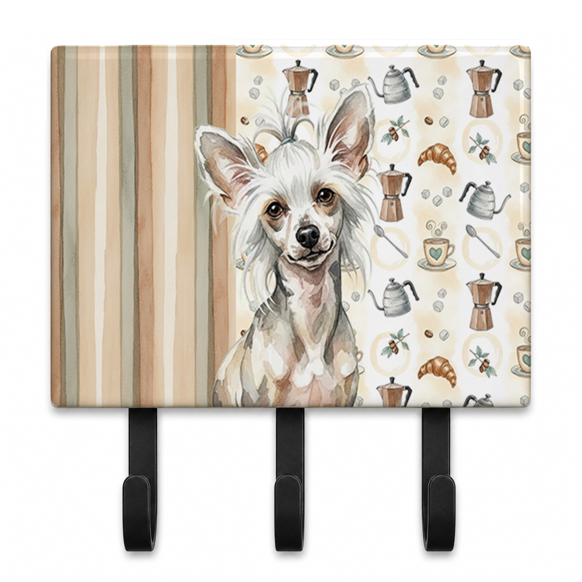 WDK7374TH68 9 x 6 in. Hairless Mottled Pattern Chinese Crested Coffee Bar Leash or Key Holder