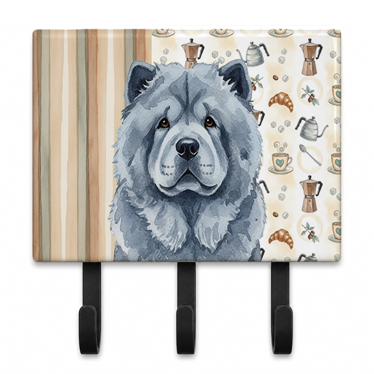 WDK7378TH68 9 x 6 in. Blue Chow Chow Coffee Bar Leash or Key Holder