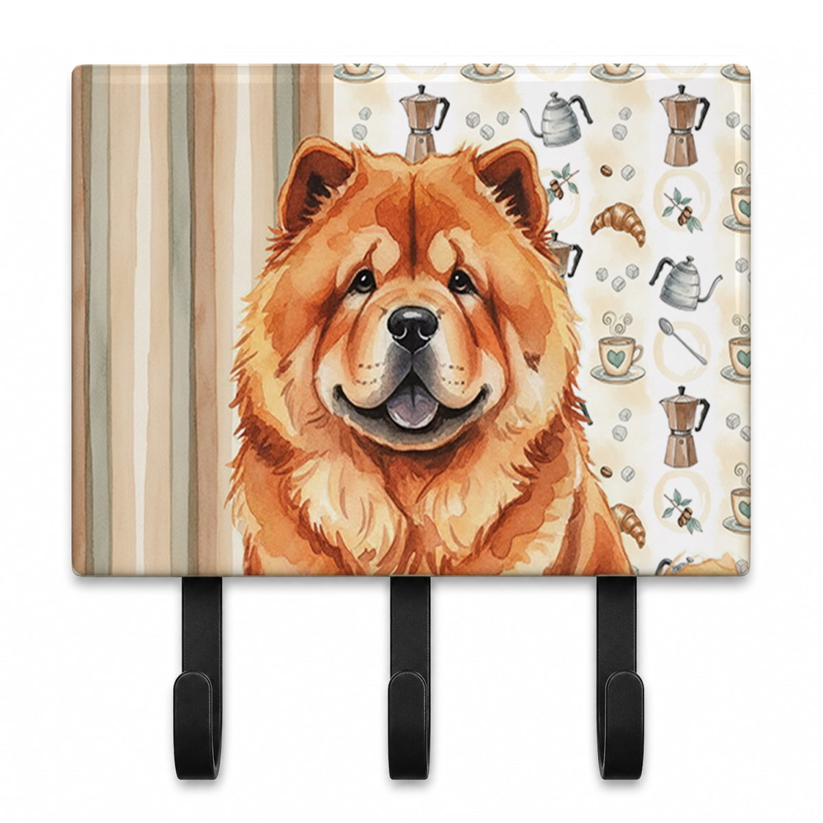 WDK7380TH68 9 x 6 in. Red Chow Chow Coffee Bar Leash or Key Holder