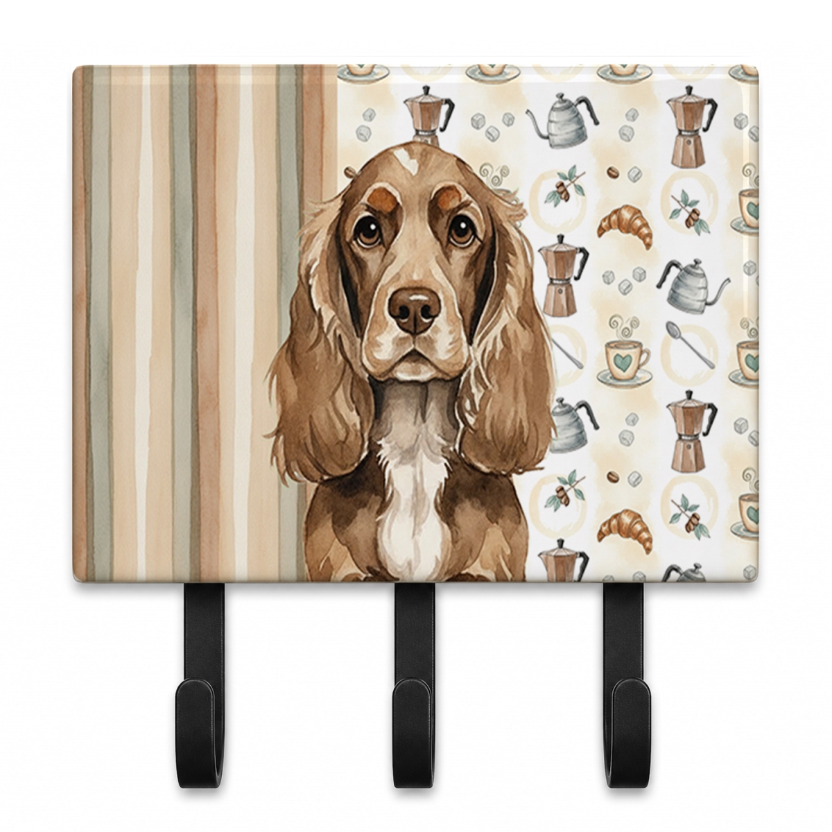 WDK7383TH68 9 x 6 in. Chocolate Cocker Spaniel Coffee Bar Leash or Key Holder