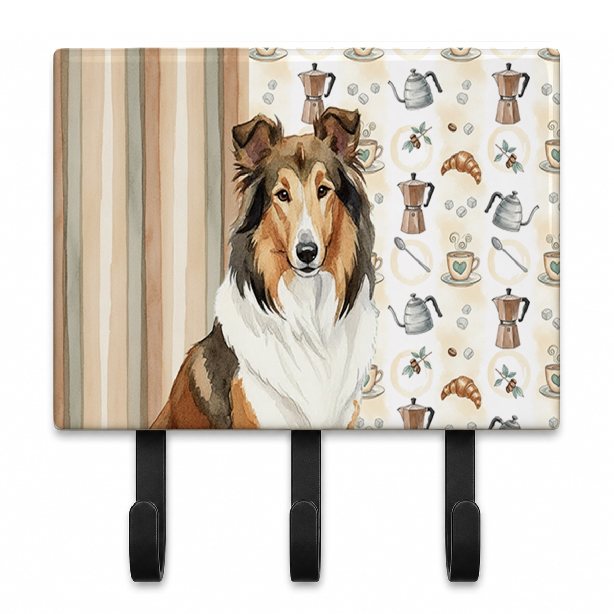 WDK7386TH68 9 x 6 in. Sable Collie Coffee Bar Leash or Key Holder