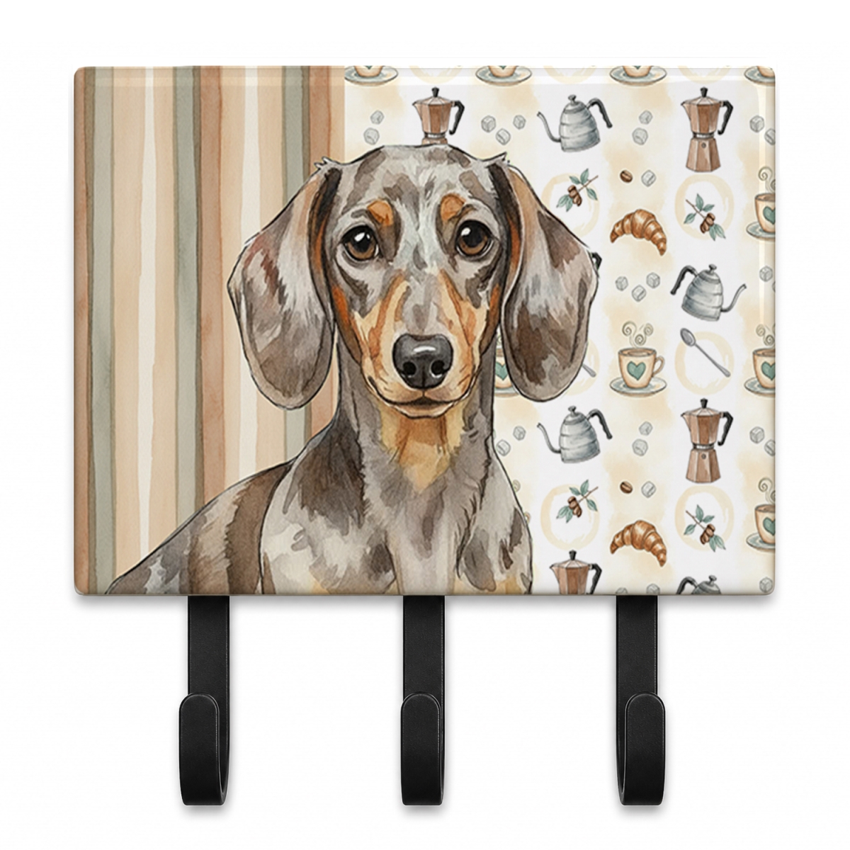 WDK7394TH68 9 x 6 in. Dapple Dachshund Coffee Bar Leash or Key Holder