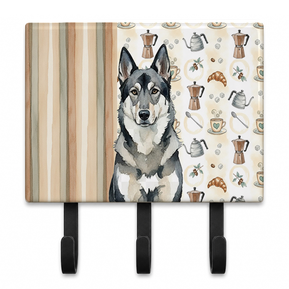 WDK7532TH68 9 x 6 in. Norwegian Elkhound Coffee Bar Leash or Key Holder