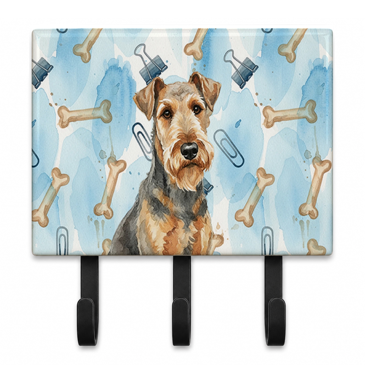 DAC9128TH68 9 x 6 in. Grizzle Airedale Terrier Coworker Leash or Key Holder