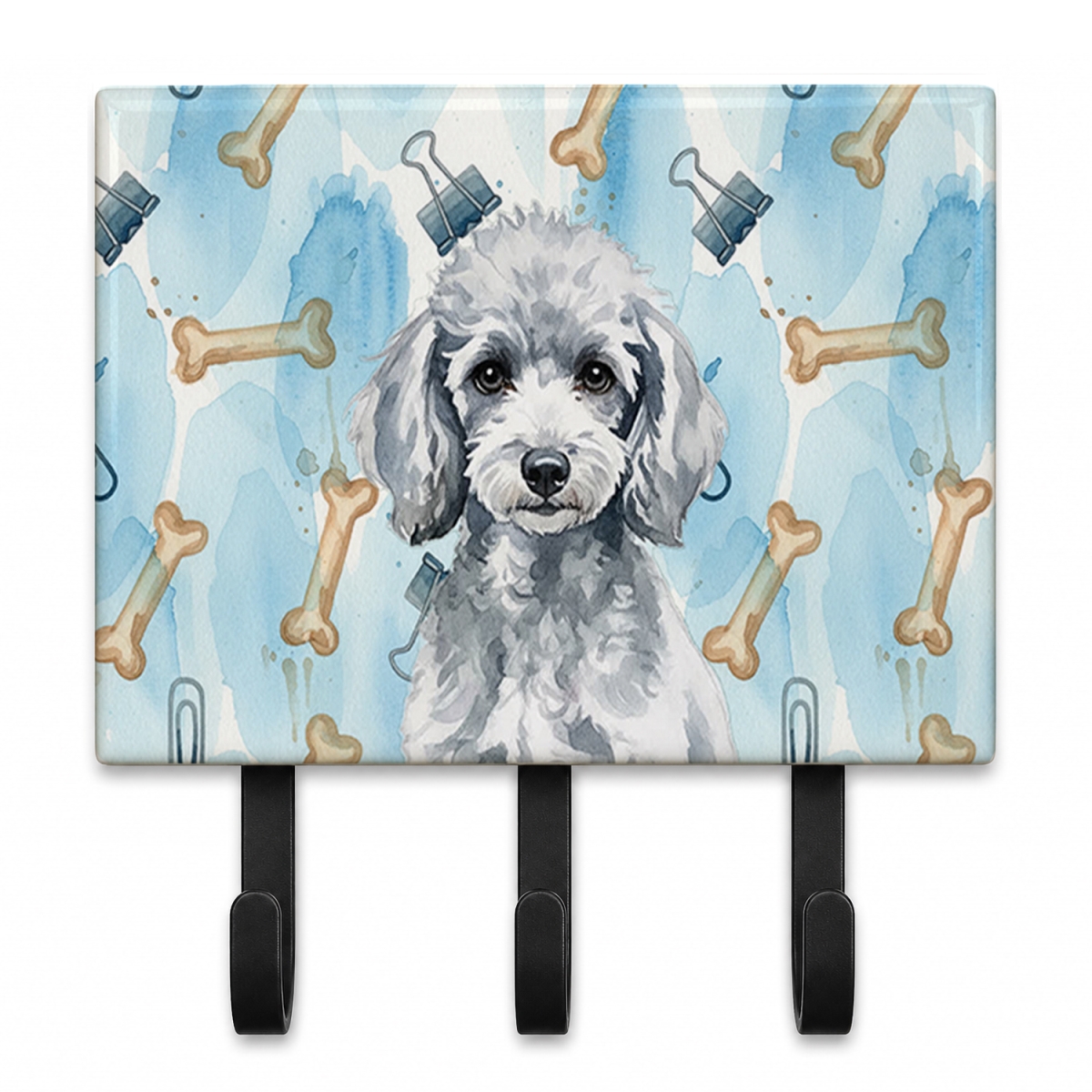 DAC9428TH68 9 x 6 in. Miniature Silver Poodle Coworker Leash or Key Holder
