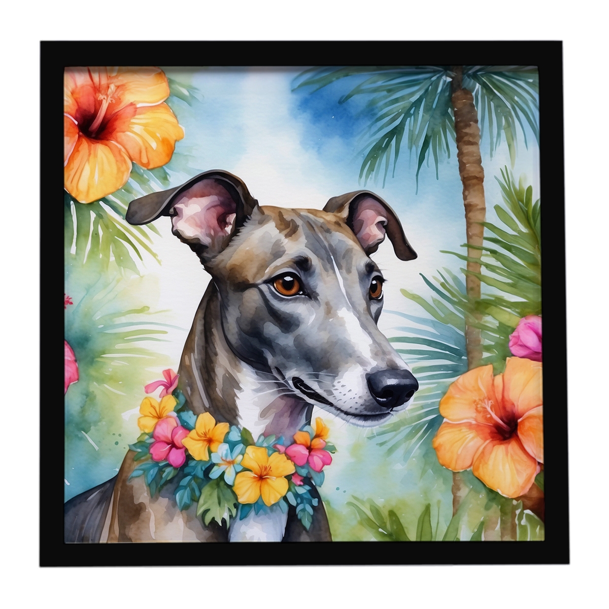 DAC6449MFP88 8 x 8 in. Greyhound Luau Framed Metal Print