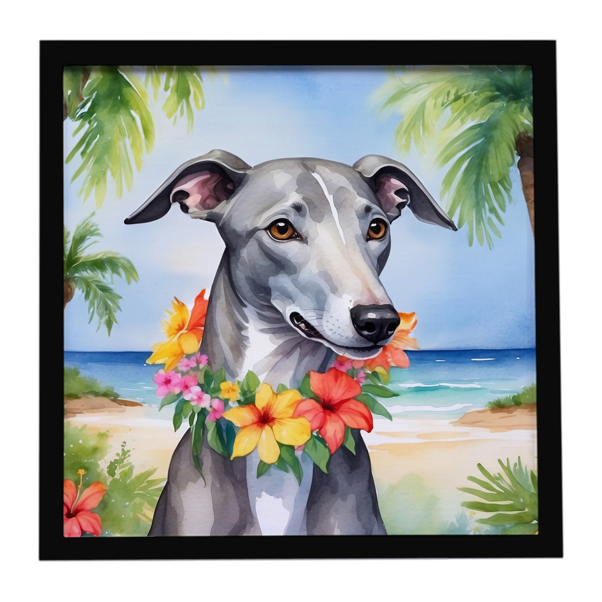 DAC6450MFP88 8 x 8 in. Greyhound Luau Framed Metal Print