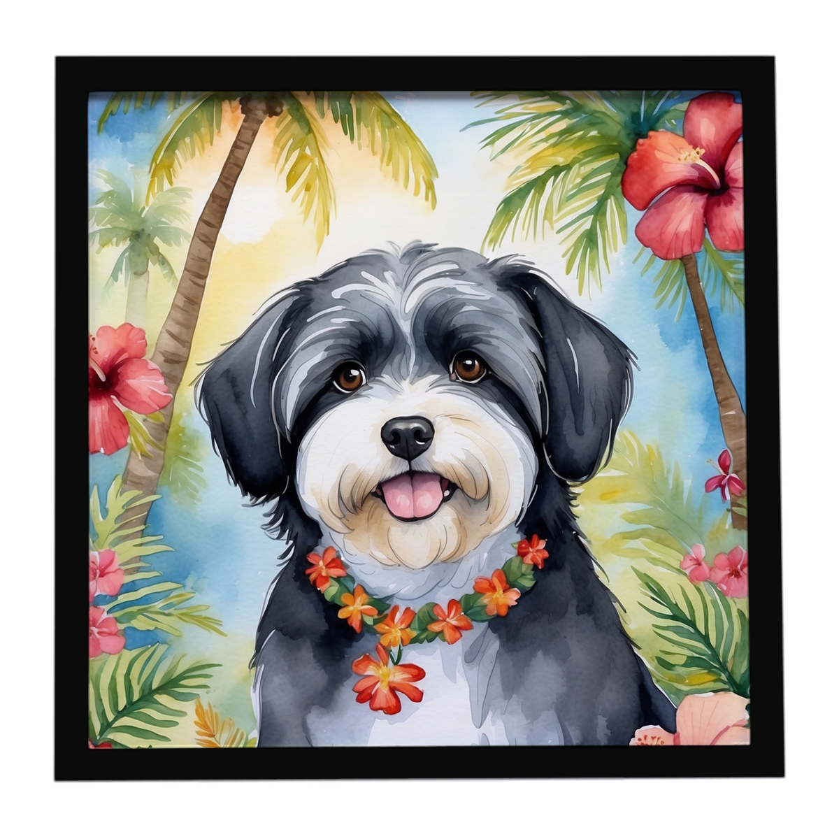 DAC6451MFP88 8 x 8 in. Havanese Luau Framed Metal Print