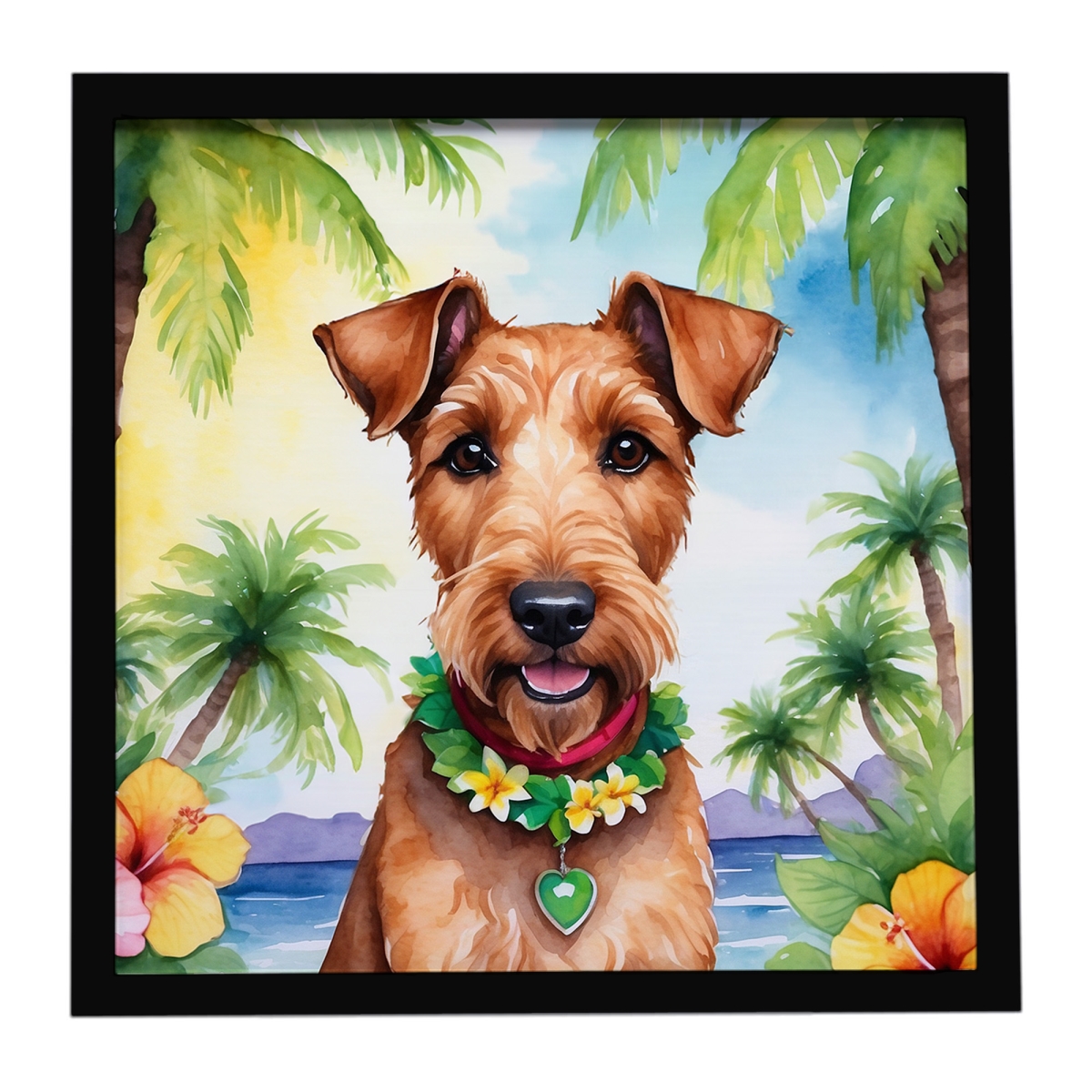 DAC6453MFP88 8 x 8 in. Irish Terrier Luau Framed Metal Print