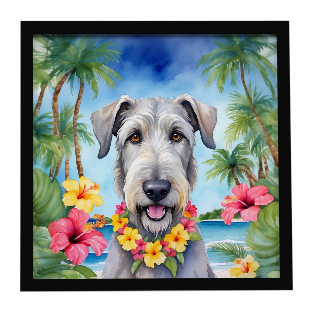 DAC6454MFP88 8 x 8 in. Irish Wolfhound Luau Framed Metal Print