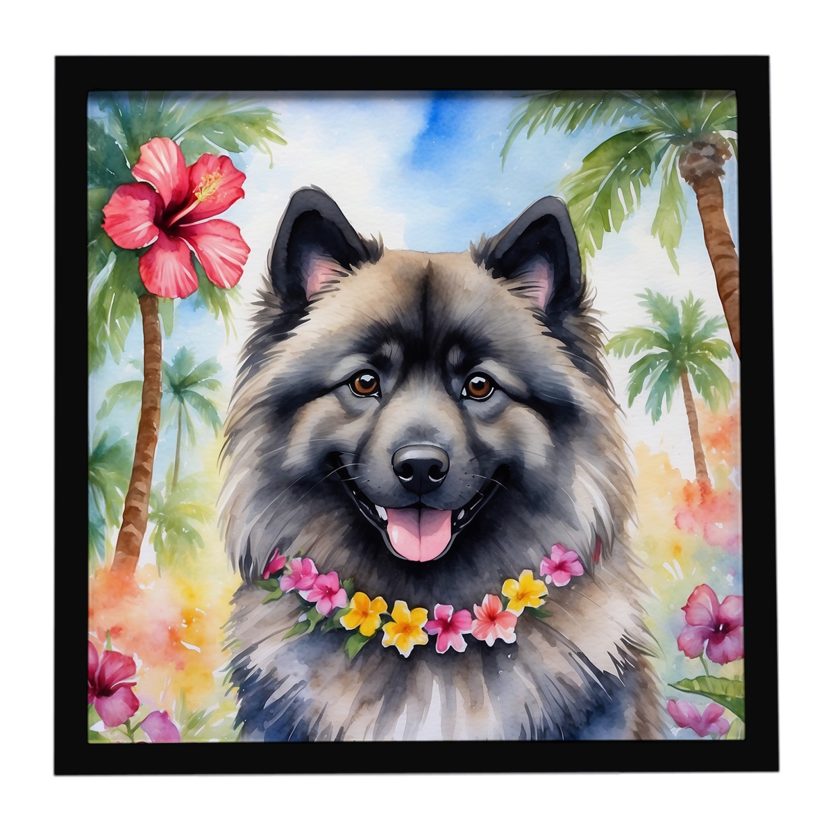 DAC6458MFP88 8 x 8 in. Keeshond Luau Framed Metal Print