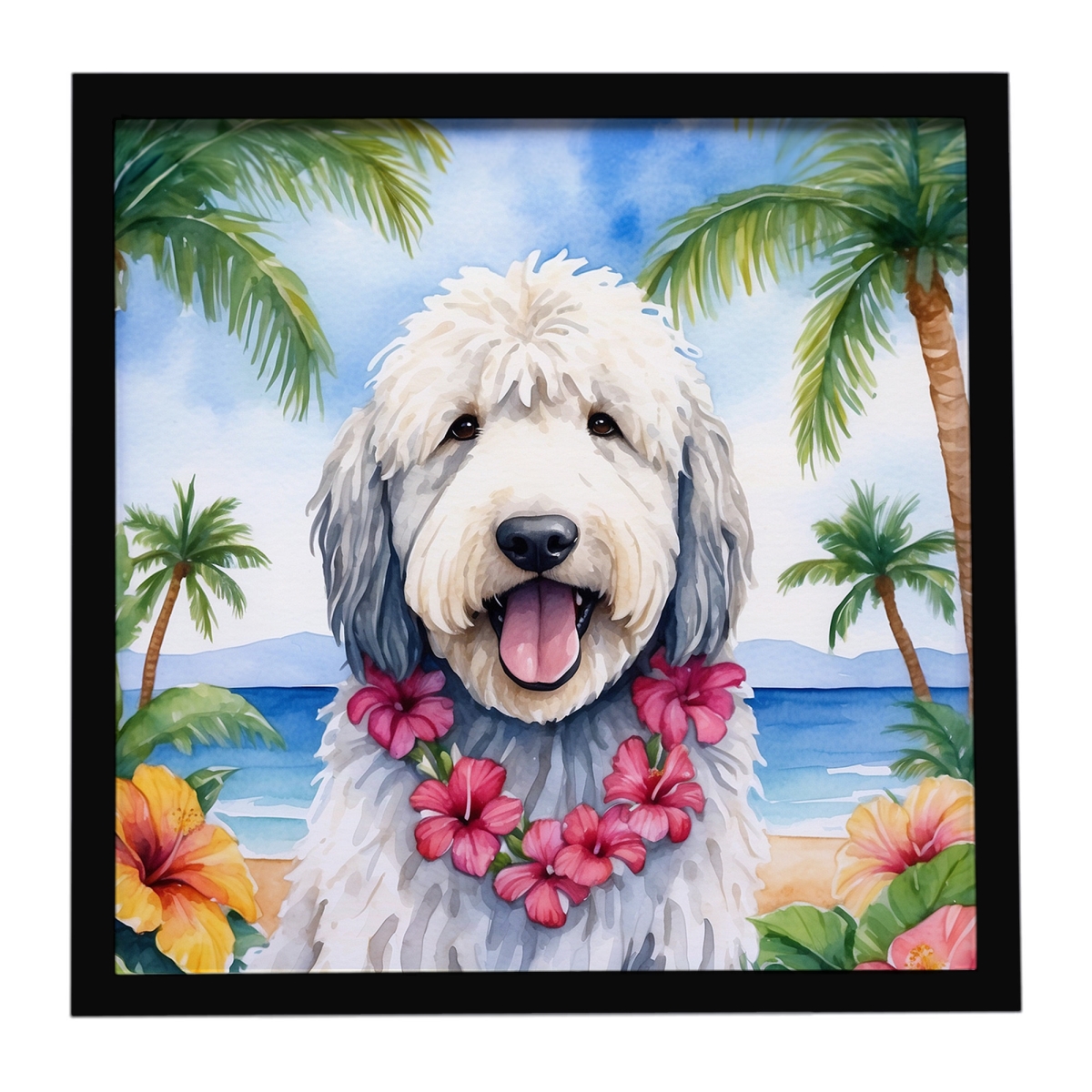 DAC6460MFP88 8 x 8 in. Komondor Luau Framed Metal Print