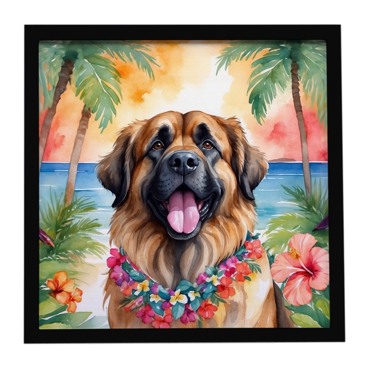 DAC6468MFP88 8 x 8 in. Leonberger Luau Framed Metal Print