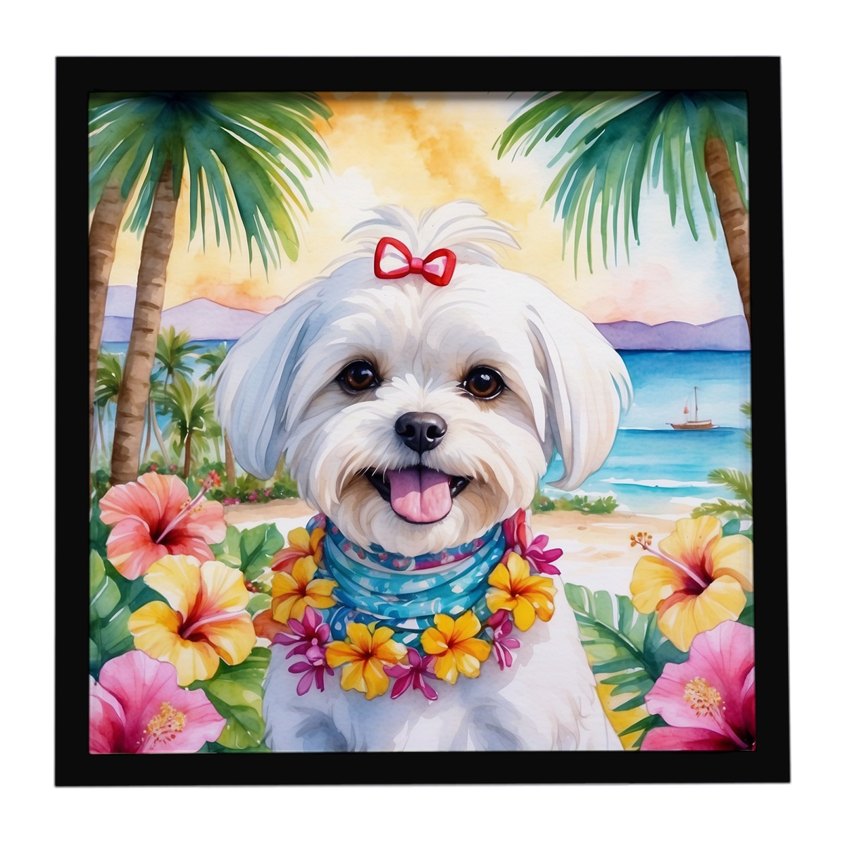DAC6471MFP88 8 x 8 in. Maltese Luau Framed Metal Print