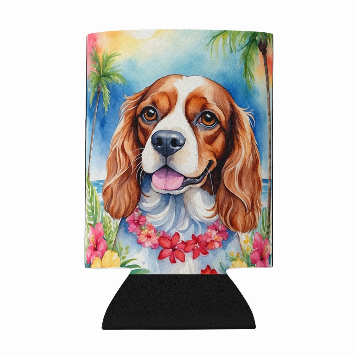 DAC6401CC 5 x 3 in. Cavalier Spaniel Luau Can or Bottle Hugger