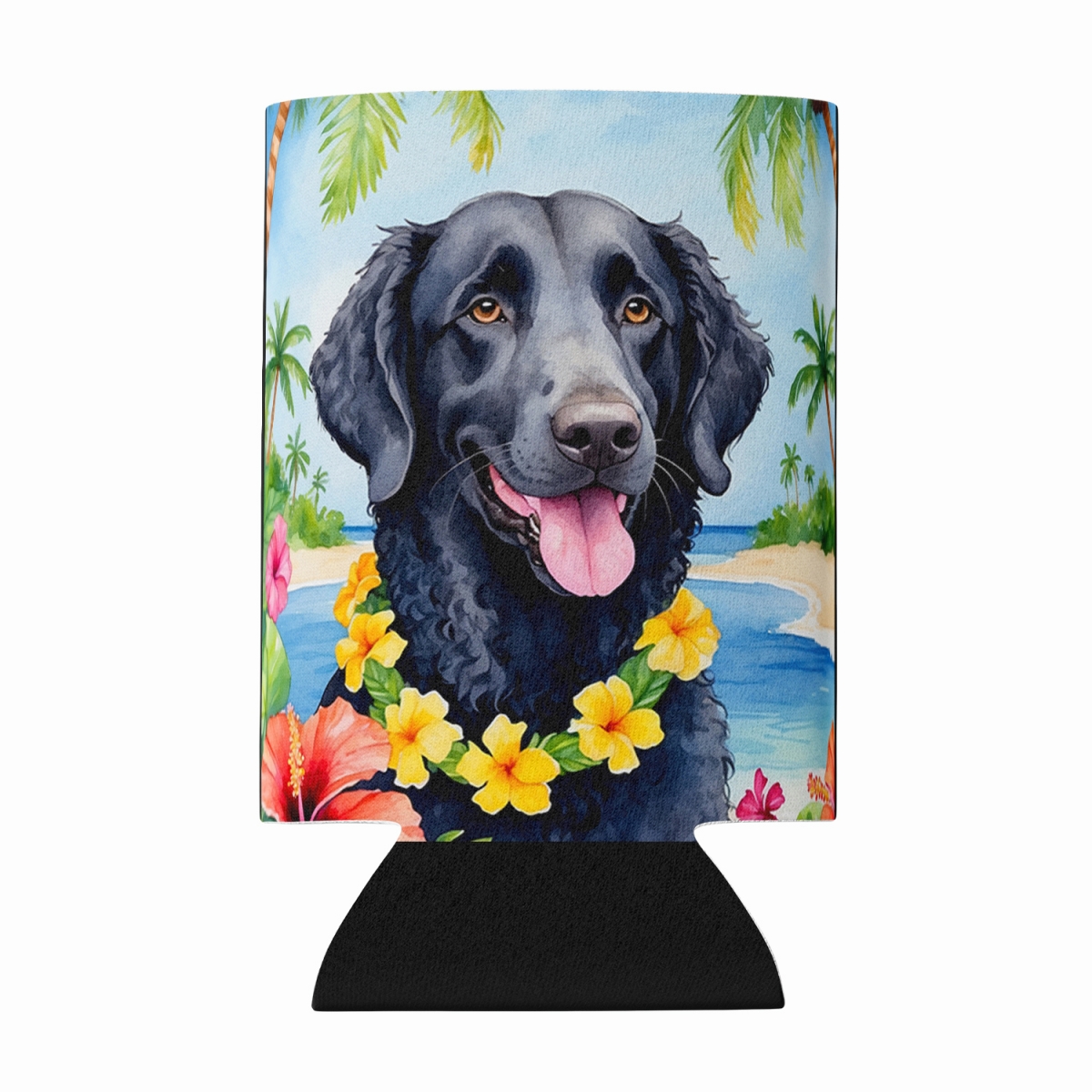 DAC6417CC 5 x 3 in. Curly-Coated Retriever Luau Can or Bottle Hugger