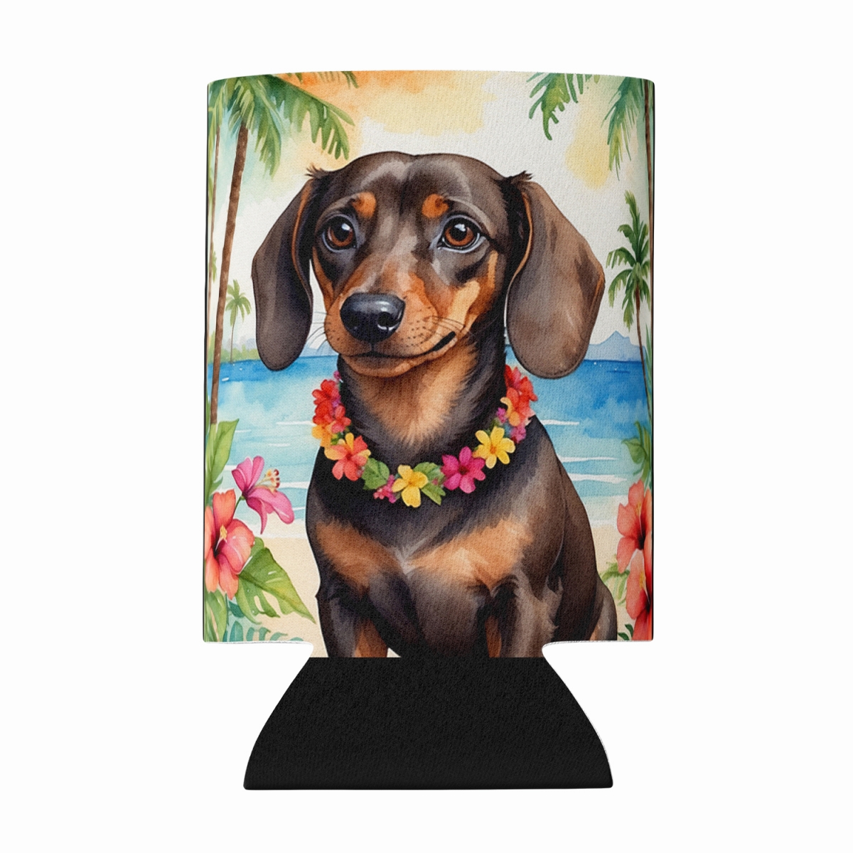 DAC6418CC 5 x 3 in. Dachshund Luau Can or Bottle Hugger