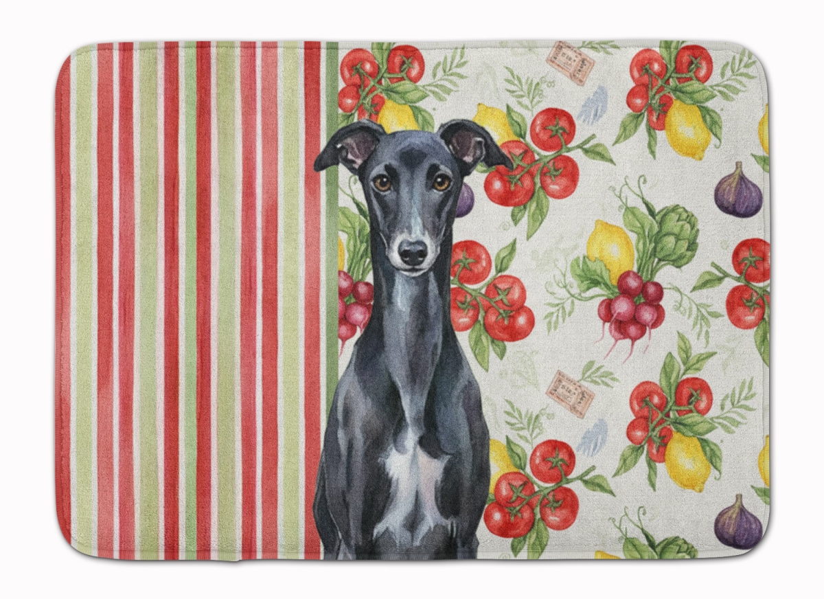 WDK8451RUG 19 x 27 in. Black Whippet Vegetables Memory Foam Kitchen Mat