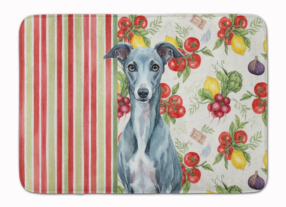 WDK8452RUG 19 x 27 in. Blue Whippet Vegetables Memory Foam Kitchen Mat
