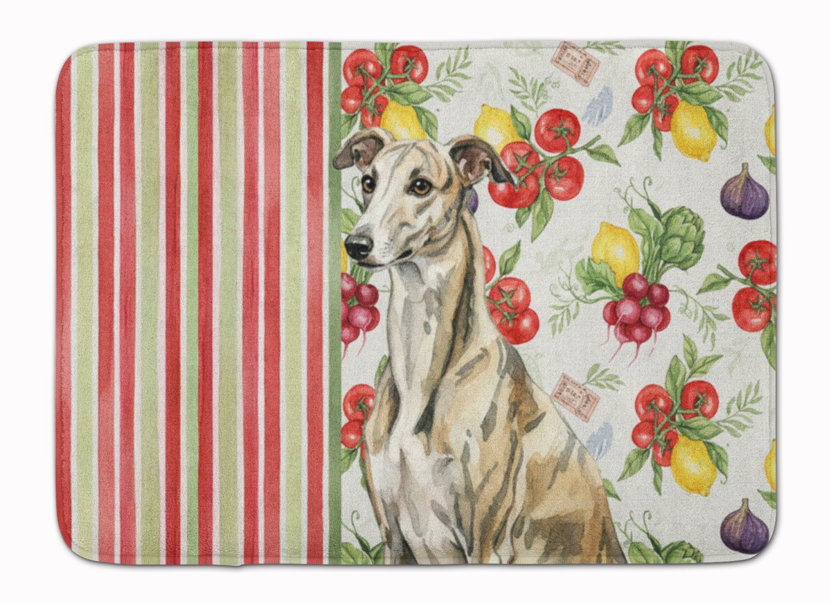 WDK8453RUG 19 x 27 in. Brindle Whippet Vegetables Memory Foam Kitchen Mat