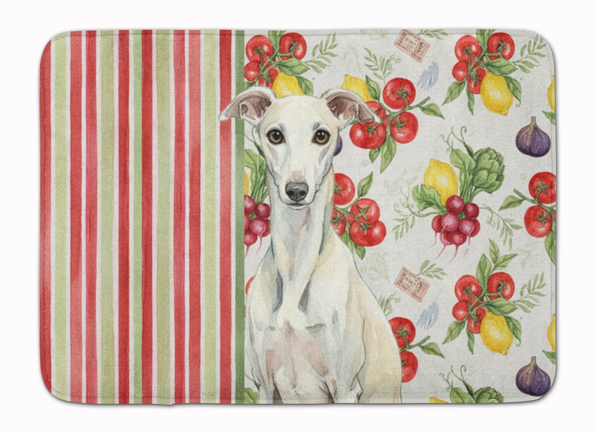 WDK8456RUG 19 x 27 in. White Whippet Vegetables Memory Foam Kitchen Mat