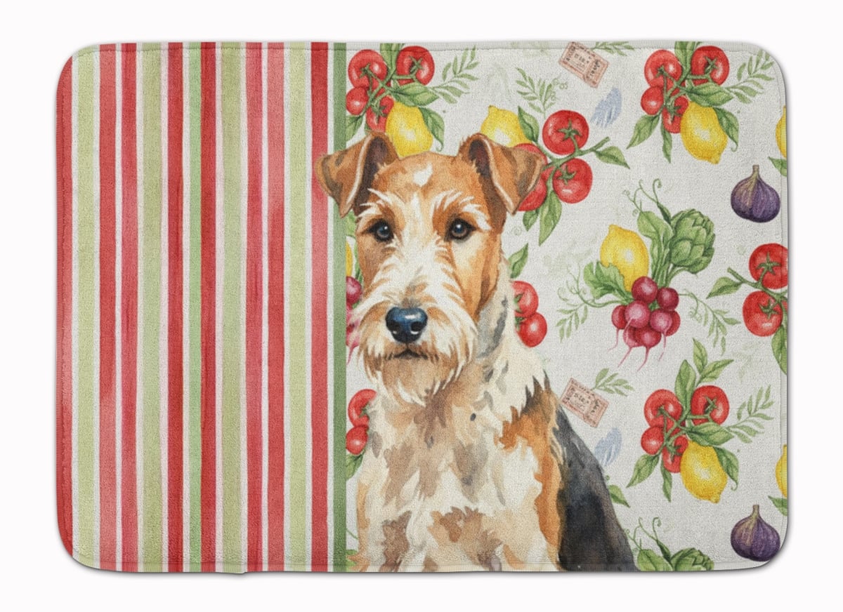 WDK8457RUG 19 x 27 in. Wire Fox Terrier Vegetables Memory Foam Kitchen Mat