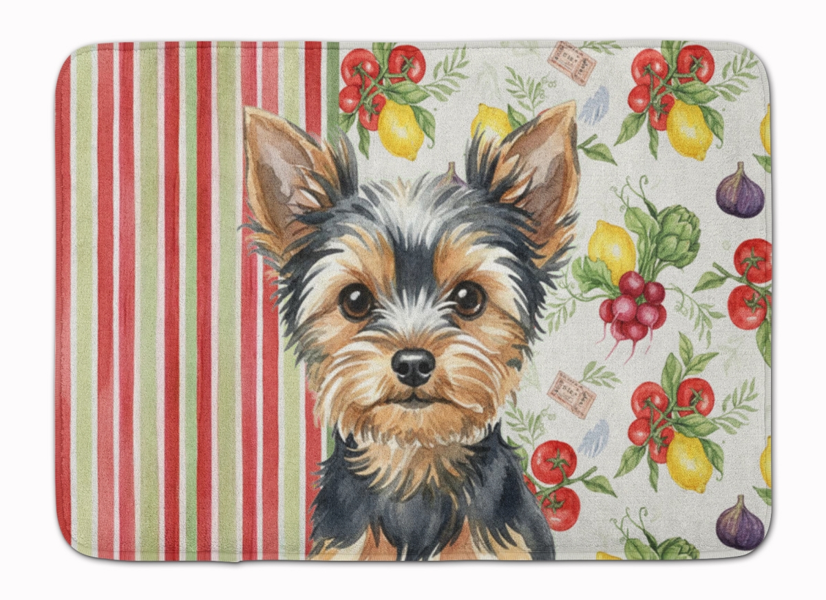 WDK8463RUG 19 x 27 in. Black & Tan Yorkshire Terrier Vegetables Memory Foam Kitchen Mat