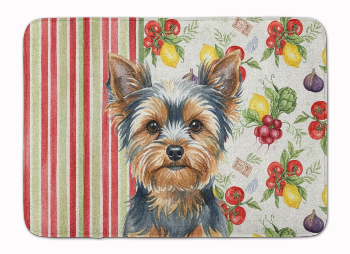 WDK8464RUG 19 x 27 in. Blue & Tan Yorkshire Terrier Vegetables Memory Foam Kitchen Mat
