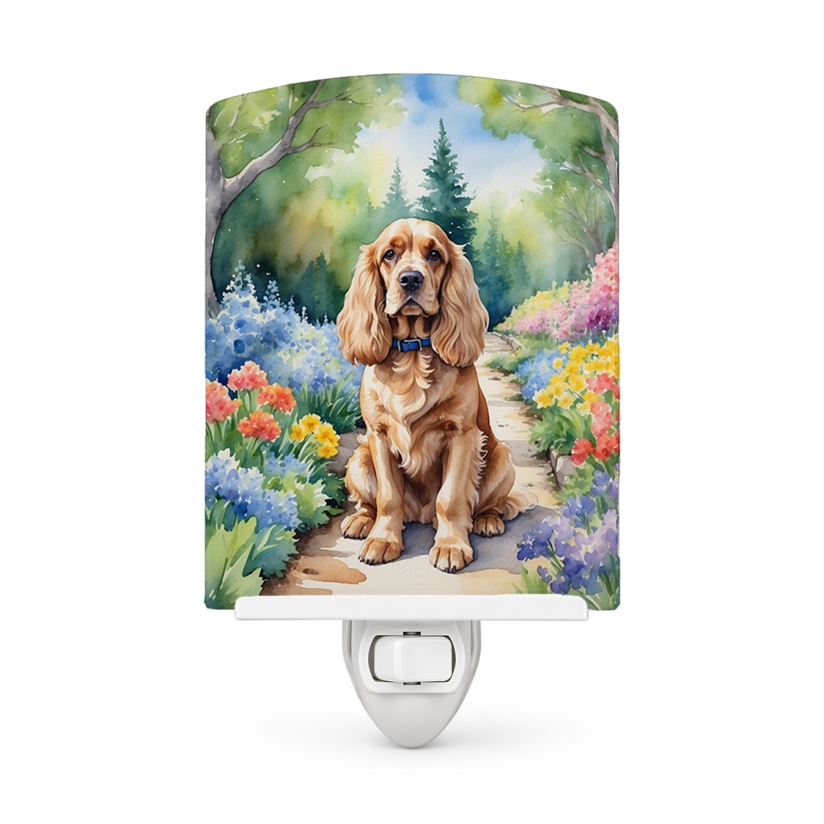DAC6605CNL 6 x 4 in. Cocker Spaniel Spring Path Ceramic Night Light
