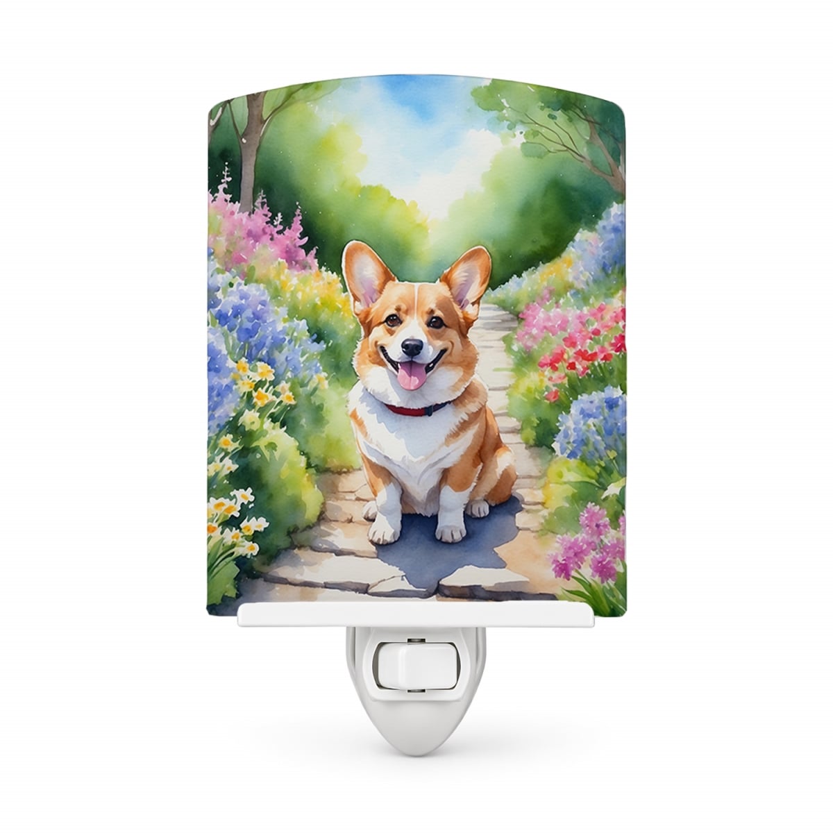 DAC6608CNL 6 x 4 in. Corgi Spring Path Ceramic Night Light